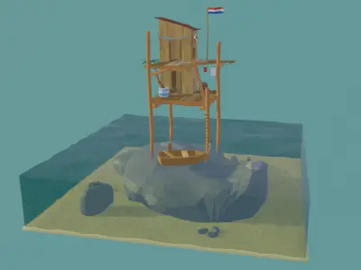 Sea Shack - Low Poly Low-poly 3D model
