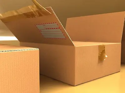Cardboard Box with Tape 3D model