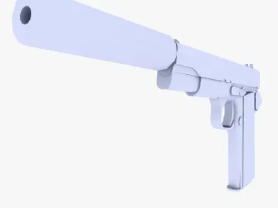 Colt 45 M1911 Pistol Supressed Low-poly 3D model
