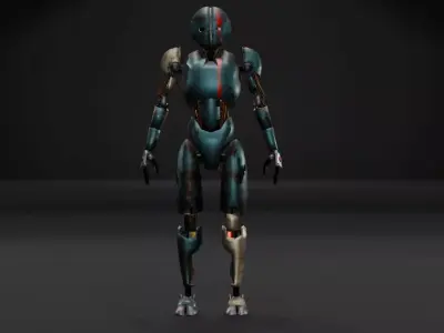 Blue Robot Low-poly 3D model
