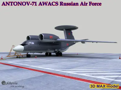ANTONOV-71 AWACS Russian Air Force Low-poly 3D model