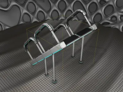 Sci-Fi Stairs - 28 - Silver Blue Neon Light Version Low-poly 3D model