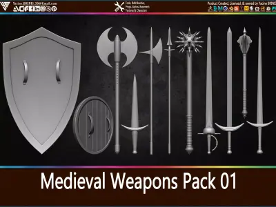 Medieval Weapons Pack 01 Low-poly 3D model