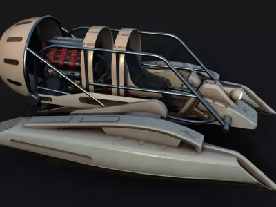 V8 Airboat Low-poly 3D model