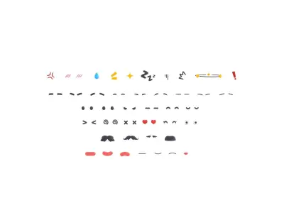 Cartoon Facial Parts Pack Low-poly 3D model