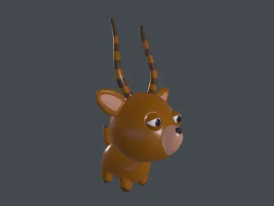 Impala cartoon Rigged model Low-poly 3D model