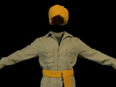 Police military Officer Turbaned weapon Outfit Uniform Low-poly 3D model