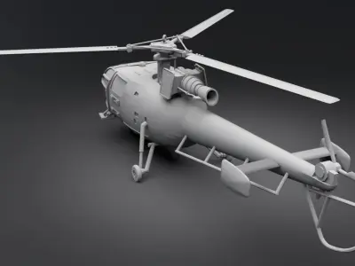 Aerospatiale Alouette III Scale Model 3D print model