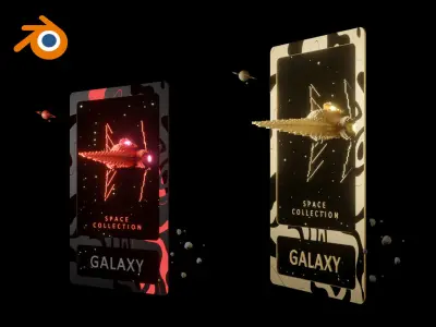 NFT Galaxy collectible card template for Blender 3D model