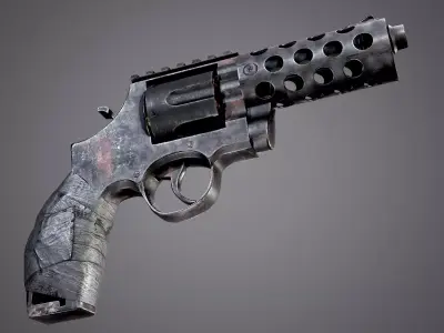 Makeshift Revolver Post Apocalyptic Pistol FPS Game Ready Asset Low-poly 3D model