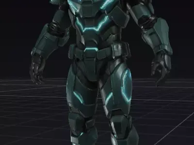 Futuristic Sci-Fi Space Marine 3D Model Full Body OBJ STL GLB 3D model