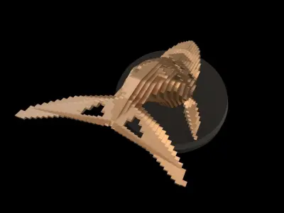 Parametric V Blue Whale Low-poly 3D model