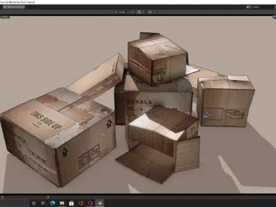 CardBoard Box Pack Free low-poly 3D model