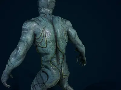 Fish people the deep ones Low-poly 3D model