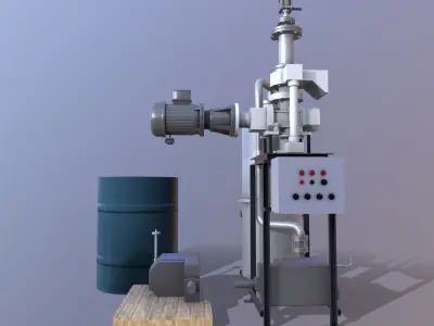 Pump and Tank Low-poly 3D model