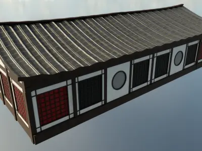 Modular Asian Dojo Low-poly 3D model