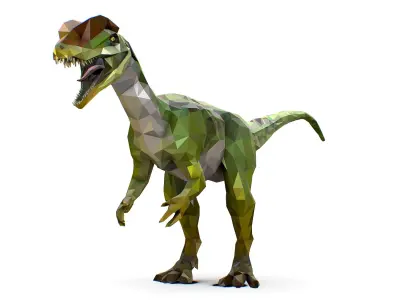 Dinosaur Dilo Green Lowpoly Art Style Animal Low-poly 3D model Low-poly 3D model