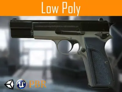 Browning PBR pistol Low-poly 3D model