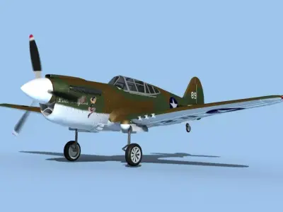 Curtiss P-40F Warhawk V11 USAAF 3D model