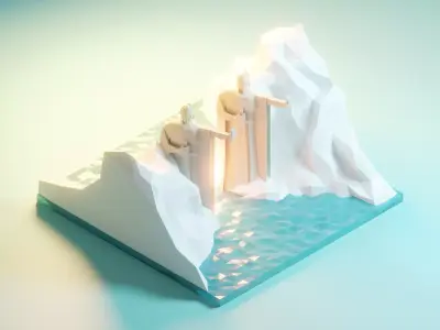 Argonath low poly blender Model for game and cartoon video Low-poly 3D model