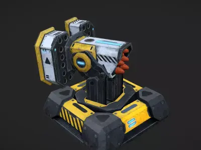Turret Rocket launch Low-poly 3D model