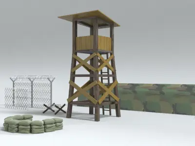 laos Game Guard Tower Control Point Low-poly 3D model