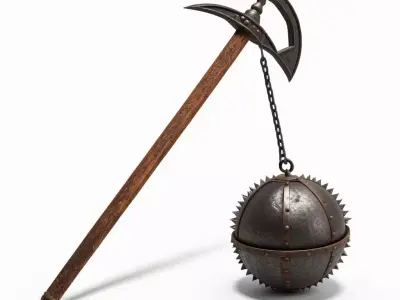 Rusty Medieval Flail 3D Model 3D model