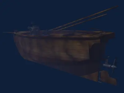 NautilusFulton wooden boat in water 3D model