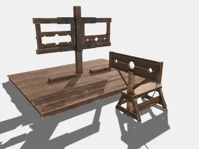 Medieval Stocks Low-poly 3D model