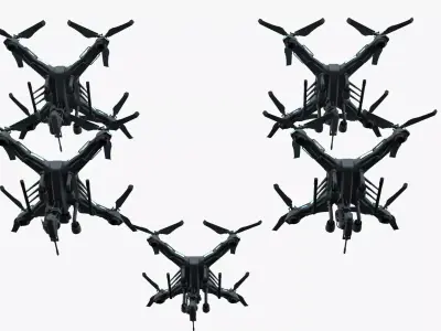 Modular Sci-Fi Military Drone Tactical Strike Unit  PBR Low Poly Low-poly 3D model