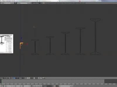 Steel I-beam sections Free 3D model