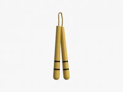 Nunchaku in yellow Low-poly 3D model