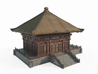 Asian ancient architecture palaces and side halls 3D model