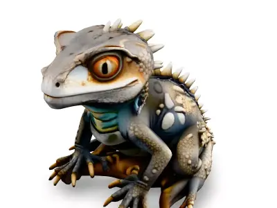 Stylized Mountain Horned Dragon Lizard Low-poly 3D model