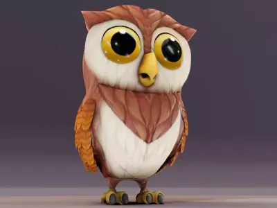 Cartoon Owl Rigged and Animated 3D Model Low-poly 3D model