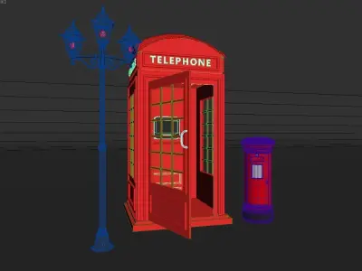Telephone booth Low-poly 3D model