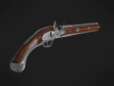 FLINTLOCK WENDER PISTOL LATE 17TH EARLY 18TH C Low-poly 3D model