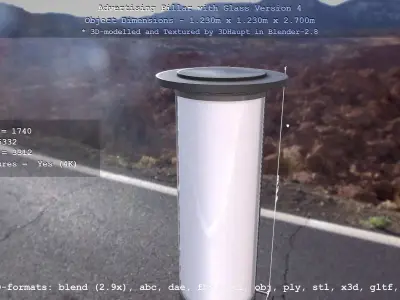 Advertising Pillar with Glass 4 Low-poly 3D model