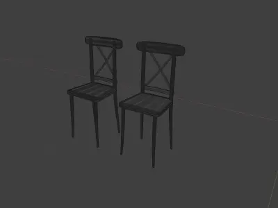 Wooden Tableset  Wooden Table Chair Tablecloth Free 3D model