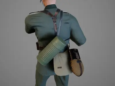 German Soldier WWII with MP44  Low-poly 3D model