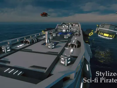 Stylized Sci-fi Pirate Ship - By Yorakeys Low-poly 3D model