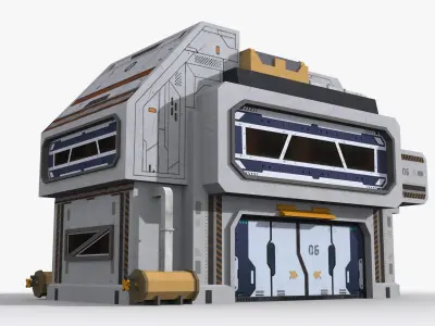 Sci-Fi Industrial x14 Low-poly 3D model