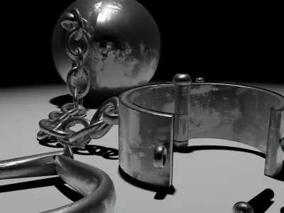 Shackles chained ball and cuffs 3D model