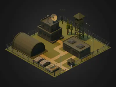 Military Base 3D Model Low-poly 3D model