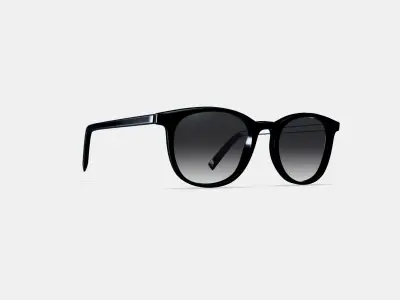 Durand Sunglasses in Jet Black with Polished Gold 3D model