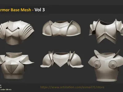 30 Armor Base Mesh - Vol 3 Low-poly 3D model