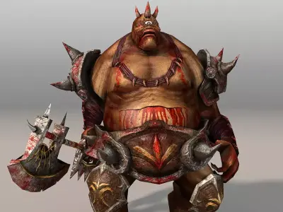 Cyclops group of monsters with weapons Low-poly 3D model