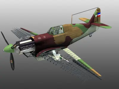 IK-3 Rogozarski  1940s Yugoslavian Fighter Low-poly 3D model