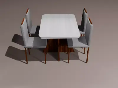 Conjunto Mesa de Jantar Moderna  4 Cadeiras - Lowpoly Low-poly 3D model