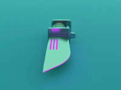 SCI-FI knife 3D model purple Low-poly 3D model
